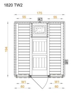 FinnTherm Innensauna Karina Innensauna 2 Sitzbänke aus Holz, Saunakabine mit 72 mm Wandstärke, Dampfsauna mit Montagematerial, Naturbelassen 1,8x1,9m