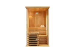 FinnTherm Innensauna Milla Innensauna 1 Sitzbänke aus Holz, Saunakabine mit 72 mm Wandstärke, Dampfsauna mit Montagematerial, Naturbelassen