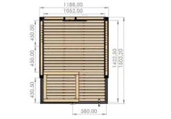 FinnTherm Innensauna Milla Innensauna 1 Sitzbänke aus Holz, Saunakabine mit 72 mm Wandstärke, Dampfsauna mit Montagematerial, Naturbelassen