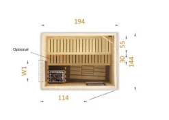FinnTherm Innensauna Miranda Innensauna 2 Sitzbänke aus Holz, Saunakabine mit 72 mm Wandstärke, Dampfsauna mit Montagematerial, Naturbelassen 1,9x1,4m
