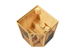 FinnTherm Innensauna Ylva Innensauna 1 Sitzbänke aus Holz, Saunakabine mit 72 mm Wandstärke, Dampfsauna mit Montagematerial, Naturbelassen
