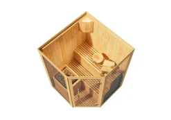 FinnTherm Innensauna Ylva Innensauna 1 Sitzbänke aus Holz, Saunakabine mit 72 mm Wandstärke, Dampfsauna mit Montagematerial, Naturbelassen