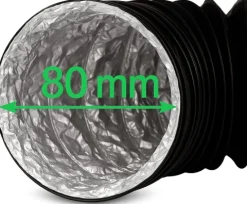 Flexibler Abluftschlauch 80 mm Combiflexrohr Aluminium-Innenbeschichtung feuerfest & extra stabil Für Klima-, Lüftungs- und Abluftanlagen