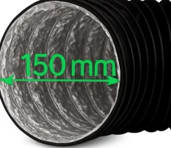 Flexibler Abluftschlauch 150 mm Combiflexrohr Aluminium-Innenbeschichtung feuerfest & extra stabil Für Klima-, Lüftungs- und Abluftanlagen