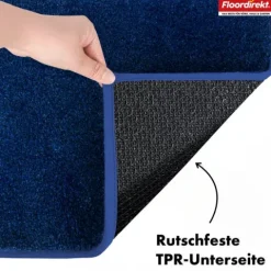 FLOORDIREKT Badematte Nasa - Wasserabsorbierend und Pflegeleicht - Dunkelblau - 60 x 150 cm
