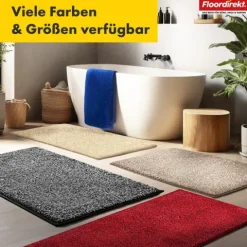FLOORDIREKT Badematte Nasa - Wasserabsorbierend und Pflegeleicht - Anthrazit - 80 x 120 cm