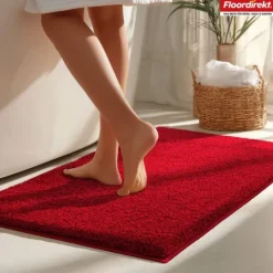 FLOORDIREKT Badematte Nasa - Wasserabsorbierend und Pflegeleicht - Rot - 80 x 120 cm