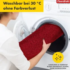 FLOORDIREKT Badematte Nasa - Wasserabsorbierend und Pflegeleicht - Rot - 80 x 120 cm