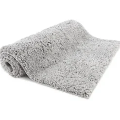 FLOORDIREKT Badematte Sky Soft - Reckteckig - Rutschhemmende Rückseite - Silbergrau - 60 x 100 cm