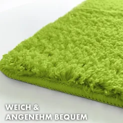 FLOORDIREKT Badematte Sky - Flauschiger Badvorleger mit dichtem Flor - Eckig - Apfelgrün - 50 x 80 cm