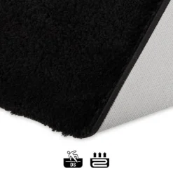 FLOORDIREKT Badematte Sky Soft - Reckteckig - Rutschhemmende Rückseite - Schwarz - 80 x 150 cm