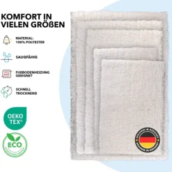 FLOORDIREKT Badematte Sky - Flauschiger Badvorleger mit dichtem Flor - Eckig - Weiß - 50 x 60 cm