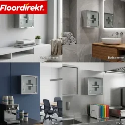 FLOORDIREKT Medizinschrank Allen - Abschließbarer Arzneischrank mit Glastür - Aus robustem Edelstahl - Silber - 30 x 30 cm