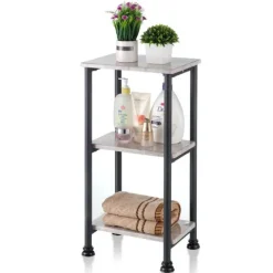 FLOORDIREKT Standregal Charles - Badregal in Mamor-Optik mit stabiler Stahlkontruktion 35 x 26 x 70 cm - 3 Etagen
