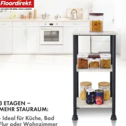 FLOORDIREKT Standregal Charles - Badregal in Mamor-Optik mit stabiler Stahlkontruktion 35 x 26 x 70 cm - 3 Etagen