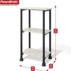 FLOORDIREKT Standregal Charles - Badregal in Mamor-Optik mit stabiler Stahlkontruktion 35 x 26 x 70 cm - 3 Etagen