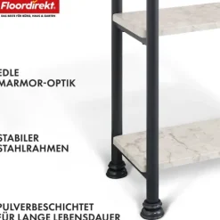 FLOORDIREKT Standregal Charles - Badregal in Mamor-Optik mit stabiler Stahlkontruktion 35 x 26 x 70 cm - 3 Etagen