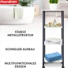 FLOORDIREKT Standregal Charles - Badregal in Mamor-Optik mit stabiler Stahlkontruktion 35 x 26 x 101 cm - 4 Etagen