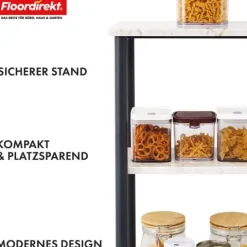 FLOORDIREKT Standregal Charles - Badregal in Mamor-Optik mit stabiler Stahlkontruktion 35 x 26 x 101 cm - 4 Etagen