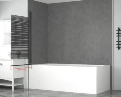 form&style Badewannenaufsatz 1-teilig ABETO 750 x 1400 mm Glasdekor Querstreifen Profilfarbe schwarz