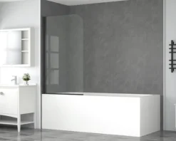 form&style Badewannenaufsatz 1-teilig BAFIA 750 x 1400 mm Klarglas Profilfarbe schwarz