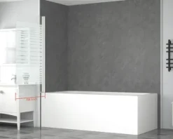form&style Badewannenaufsatz 1-teilig ABETO 750 x 1400 mm Glasdekor Querstreifen Profilfarbe weiß