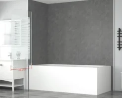 form&style Badewannenaufsatz 1-teilig ABETO 750 x 1400 mm Glasdekor Querstreifen Profilfarbe chrom