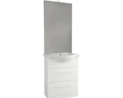 form&style Badmöbelset LANAI BxHxT 66 x 190 x 47 cm Frontfarbe weiß mit Waschtisch weiß Griff weiß