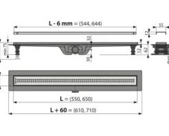 form&style Duschrinne RUPAT 550 x 62 mm Abflussleistung 28 l/min Rost edelstahl matt