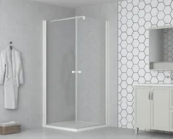 form&style Duschtür mit Drehtür MODENA 80 x 195 cm Profil weiß matt Klarglas schmutzabweisende Glasbeschichtung ohne Anschlagprofil