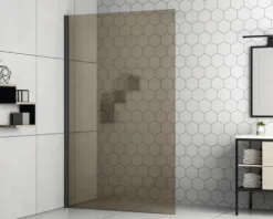 form&style Duschwand MODENA 90 x 195 cm Profil schwarz matt Glasdekor Braun schmutzabweisende Glasbeschichtung