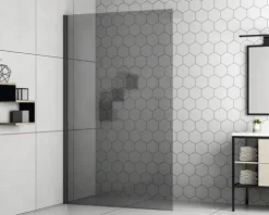 form&style Duschwand MODENA 90 x 195 cm Profil schwarz matt Glasdekor Grau schmutzabweisende Glasbeschichtung