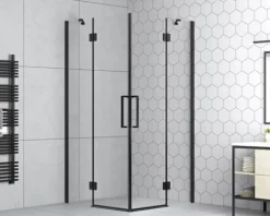form&style Eckeinstieg BALLINO 90 x 90 x 195 cm Profil schwarz matt Klarglas schmutzabweisende Glasbeschichtung