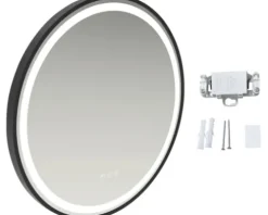 form&style LED-Spiegel SABA Ø 60 cm mit Touch Sensor und Anti-Fog-System Rahmen schwarz IP 44