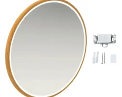 form&style LED-Spiegel SABA Ø 80 cm holzdekor IP 44
