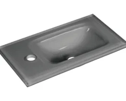 form&style Möbel-Waschtisch FELINA 45 cm Glas anthrazit metallic lackiert inkl. Ablaufventil