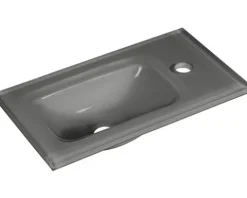 form&style Möbel-Waschtisch FELINA 45 cm Glas anthrazit metallic lackiert inkl. Ablaufventil