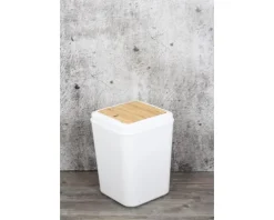 form&style Schwingdeckeleimer 7 Liter weiß/Bambus
