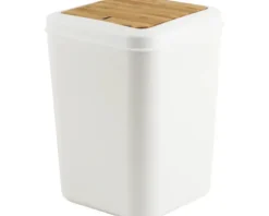 form&style Schwingdeckeleimer 7 Liter weiß/Bambus