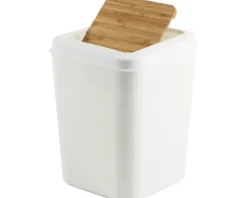 form&style Schwingdeckeleimer 7 Liter weiß/Bambus