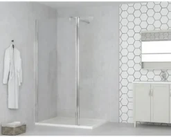 form&style Seitenwand MODENA 30 x 195 cm Profil chrom Klarglas Reversibel schmutzabweisende Glasbeschichtung