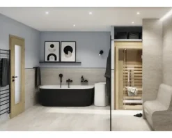 form&style Vorwand Badewanne Back to Wall SANSIBAR 80 x 180 cm Wanne weiß glänzend Schürze schwarz matt