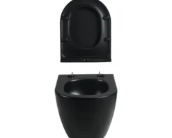 form&style Wand-WC Set SAMAR Tiefspüler ohne Spülrand schwarz matt mit WC-Sitz und Turbo-Flush-Technologie