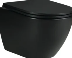 form&style Wand-WC Set SAMAR Tiefspüler ohne Spülrand schwarz matt mit WC-Sitz und Turbo-Flush-Technologie