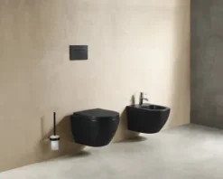 form&style Wand-WC Set SAMAR Tiefspüler ohne Spülrand schwarz matt mit WC-Sitz und Turbo-Flush-Technologie
