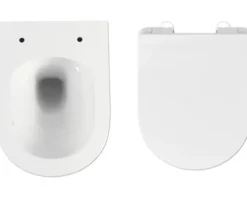 form&style Wand-WC Set SAMAR Tiefspüler ohne Spülrand kurz weiß glänzend mit WC-Sitz und Turbo-Flush-Technologie