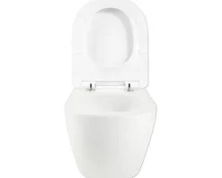 form&style Wand-WC Set SAMAR Tiefspüler ohne Spülrand kurz weiß glänzend mit WC-Sitz und Turbo-Flush-Technologie