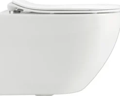 form&style Wand-WC Set SAMAR Tiefspüler ohne Spülrand kurz weiß glänzend mit WC-Sitz und Turbo-Flush-Technologie