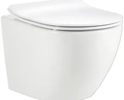 form&style Wand-WC Set SAMAR Tiefspüler ohne Spülrand kurz weiß glänzend mit WC-Sitz und Turbo-Flush-Technologie