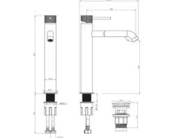 form&style Waschtischarmatur für Aufsatzwaschbecken KUDA XL schwarz matt mit Push-Open-Ablaufventil